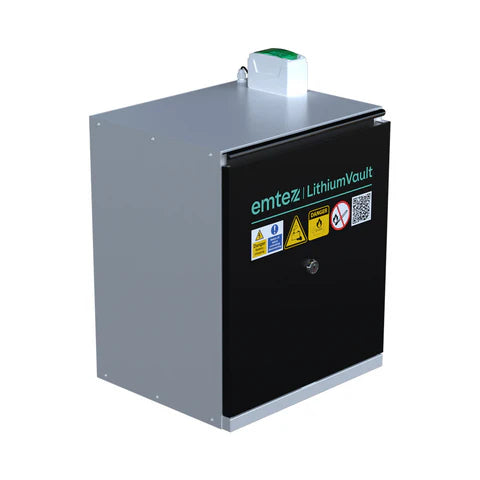 Emtez LithiumVault litiumbatteriskåp, 1‑dörr, lågt, med laddning