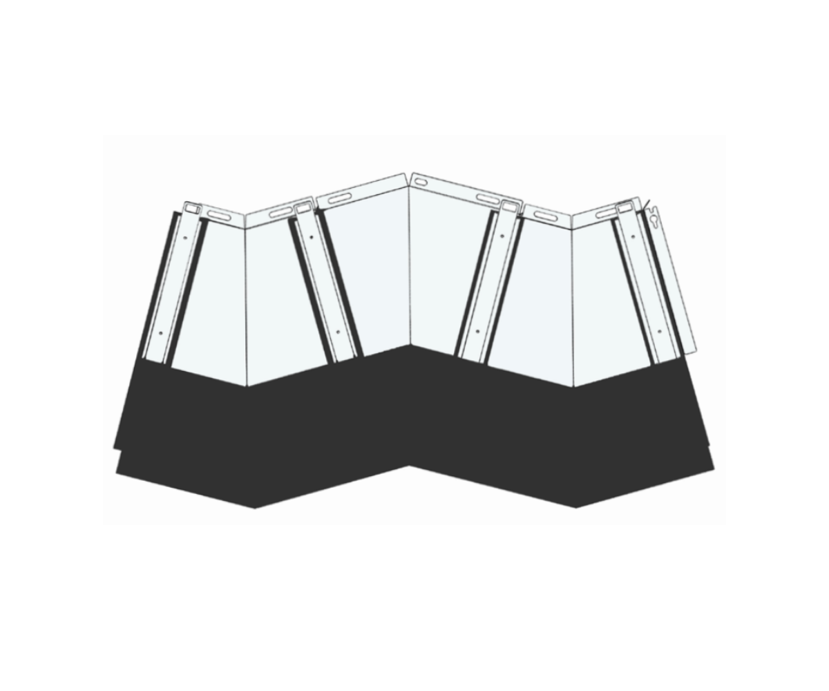 FLOOM 500 mobilt översvämningsskydd vattenflödesstyrning tidvattenavledning översvämningsskydd kraftigt regn ingen underjordisk struktur lätt transporterbar olika terräng kostnadseffektiv lösning engångsinvestering återanvändbar ingen ekologisk avfallshantering sandsäcksersättning låg förvaringskostnad fot och stående ben stabilitet terränganpassning modulär vattenbarriär kommuner räddningstjänst industri lager hög kapacitet snabb insats maximal vattenhöjd 500 mm barriä