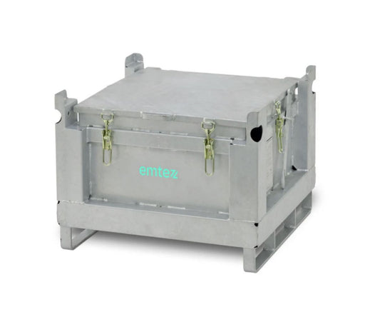 Emtez lithium-ion batterilagring LithiumVault FirePro skåp brandsäkert batteriskåp litiumjon batteriskydd 90 minuters brandskydd EN 14470-1 certifierat laddskåp för litiumbatterier elcykel laddning e-scooter förvaring batteriladdning med brandsläckning FirePro suppressionssystem isolering mot termisk urladdning stållådor med ladduttag anti-spark gångjärn självstängande dörr spillbricka ladduttag 230V 16A 3.68kW kvävningssystem rock wool isolering A2-s1-d0 stålkonstruktion epoxy pulverlack FM godkänd liti