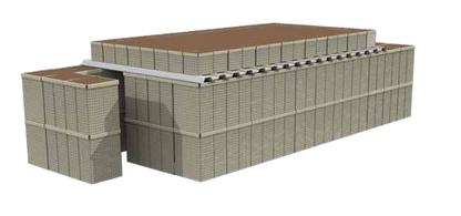 HESCO HAB Bunker modulärt skyddssystem boendeskydd högriskmiljöer arbetsplatsskydd snabbmonterad bunker HESCO-barriärer bas robust skydd mot splinter tryckvågor indirekt eld små vapen overhead-attacker skyddad struktur personal skydd militärt boendeskydd modulär bunker lösning HESCO HAB skyddsbarriär för boende och arbete högriskskydd snabb installation skydd mot projektiler och explosioner bunkersystem för personal.

