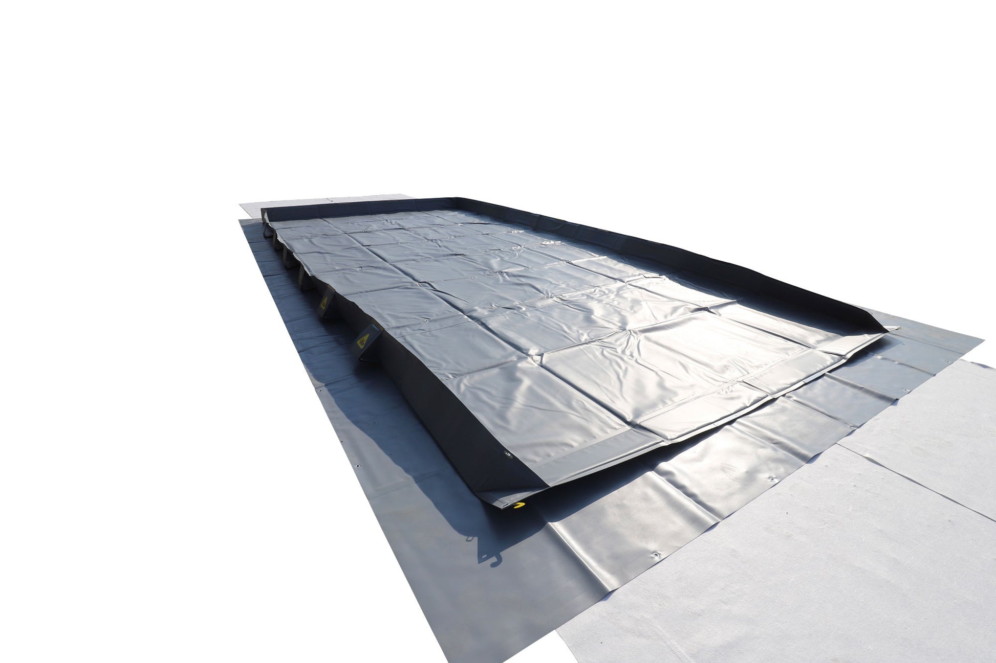 ECCOTARP stor yta hopfällbar pool heavy duty militärfordon tankskydd extra förstärkning skyddad botten robust hopfällbar pool mot hydraulolja bränsle smörjmedel kemikalier PES PVC 900 g/m² underhjulsskenor nonwoven skyddsmatta stark PVC-dyna temperatur -30°C till +70°C militär tankpool tungfordonskydd industriell uppsamlingspool hopfällbar reservoar hög belastning stapelbar transport kompakt förvaring underhållsfri kemikalieresistent vikbar pool stora ytor pansarfordon tvättstation nödfallsuppsamling.

