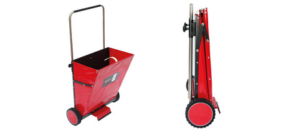 ECCOTARP hopfällbar dispenservagn SDC-03 Plus vikbar sorbentvagn pulverabsorbent dispensering oljeläckage kemikalieläckage justerbar spridningsbredd 440 mm max kapacitet 65 liter hopfällbar transport 190 mm bred kemikalieresistent material magnetisk ankare magnetisk spridplatta fotkontroll AISI 304 rostfritt stål industrihjul vibrationssäker rotationsskopa jämn spridning justerbart handtag 750-1300 mm kompakt förvaring räddningstjänst industri akut respons.

